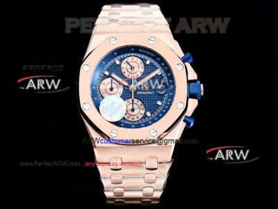 HBF Factory Clone Audemars Piguet Royal Oak Offshore Chronograph Rose Gold Blue Dial